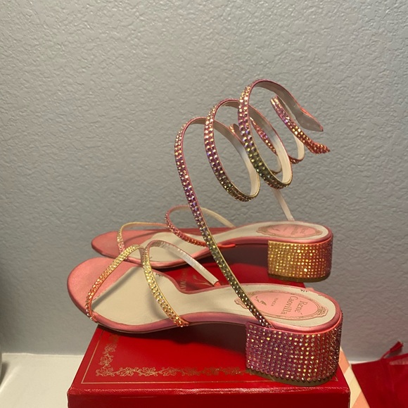 Rene caovilla Cleo sandal in tropical juice satin - Picture 2 of 8